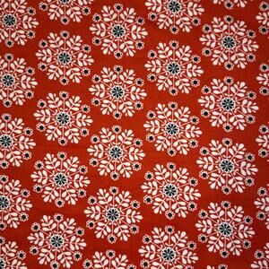 Red, White & Black Floral Snowflake Cotton Flannel Fabric - 1 Yard - Holiday